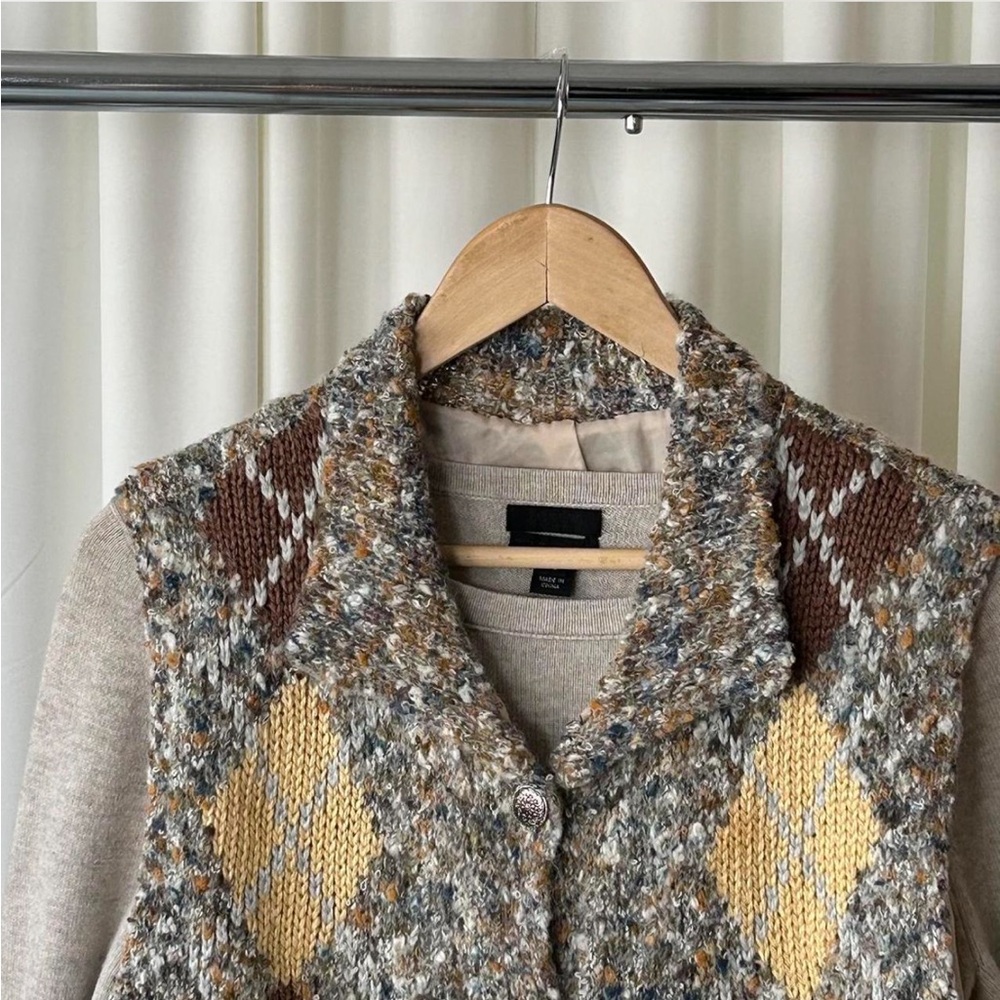 VTG SIBA Mohair Wool Blend Argyle Sweater Vest Hand Knitted Academic Medium - Picture 3 of 8